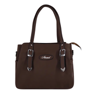 Solid Color Tote Handbag With 3 Chambers - AHB (Chocolate)