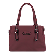Solid Color Tote Handbag With 3 Chambers - AHB (Rouge)