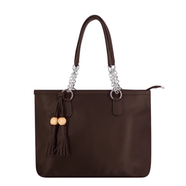 Solid Color Tote Handbag with Tassel - GCI (Chocolate) icon