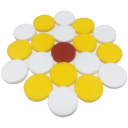 Special Carrom Guti With Stricker (5 Pcs Guti Extra ) - Yellow And White
