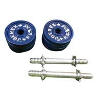 Sports House Eight Pieces Dumbbell Set Along Two 10 Inch Sticks - 10Kg - Blue And Silver Combo