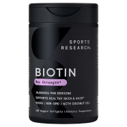 Sports Research Biotin Max Strength 10,000 Mcg - 120 Veggie Softgels -524021473