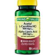 Spring Valley Acetyl L-Carnitine HCI and Alpha Lipoic Acid Dietary Supplement 50 Capsules