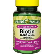 Spring Valley Extra Strength Biotin Plus Keratin 10,000mcg 60 Tablets