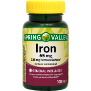 Spring Valley Iron 65mg 100 Tablets