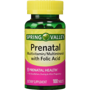 Spring Valley Prenatal Multivitamin-Multimineral and Folic Acid 100 Tablets