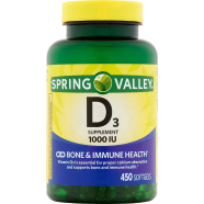 Spring Valley Vitamin D3 Softgels (1000 IU) 100 Softgels