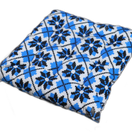 Square Chair Cushion, Cotton Fabric, Blue And Black 14x14 Inch - 79290