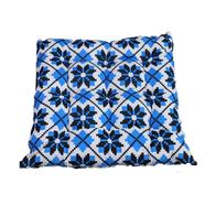 Square Chair Cushion, Cotton Fabric, Blue And Black 14x14 Inch - 79287