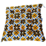 Square Chair Cushion, Cotton Fabric, Yellow And Black 14x14 Inch icon