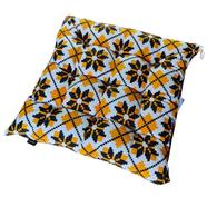 Square Chair Cushion, Cotton Fabric, Yellow And Black 16x16 Inch - 79182