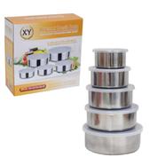 Stainless Steel Food Box With Food Grade Plastic Cover- 5 Pieces 