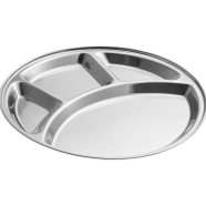 Stainless Steel Round Dining Plate With 4 Compartments - Ideal For Lunch And Dinner icon