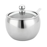 Stainless Steel Seasoning Pot Sugar Bowl with Clear Lid and Spoon for Home Kitchen Suitable for Storing Salt, Monosodium Glutamate, Chicken Extract, Sugar