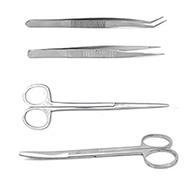 Stainless Steel Surgical Instrument Set- 6 Inch Scissors, Curved Scissors, Blunt End Forceps
