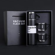 Steel Vacuum Flask Set with 3 Steel Cups Combo- 500ml