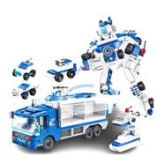 Storage Transform Fire Truck (6 In 1) Building Blocks - 655 Pcs (lego_6in1_653pcs_659004) - Blue 