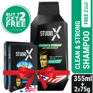 Studio X Clean And Strong Shampoo For Men 355ml (75gm X 2 Soap Free)