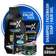 Studio X Men'S Grooming Bundle Pack Large - Shampoo 355ml Plus Facewash 100ml Plus Soap 125G Plus Hair Gel 100ml