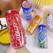 Summer Drinking Cans Cup Creative Fashion Plastic Water Bottle With Lid Outdoor Sports Kawaii Students Drinking Straw Ice Cup