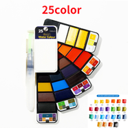 Superior Solid Water colour Cake pigmented 25 Color Set With Water Brush Pen Foldable Travel Watercolor Painting