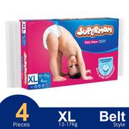Supermom Belt System Baby Diaper (XL Size) (12-17kg) (4Pcs)