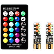 T10 5W5 RGB LED Parking With Memory Function For Car And Motorcycle Bulb Remote Control COB Lamp Car Interior Lighting Reading Wedge Dome License Plate Light 12V icon
