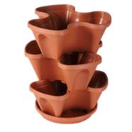 TEL Vertical Gardening Flower tub 3 Pcs Set Brown - 861452