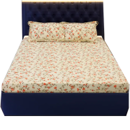 TEX Cotton Multi-Color Double King Size Flat Bed Sheet Set 7.5 x 8.5 Feet With Two Pillow Covers