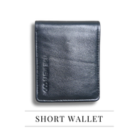THE MEN's CODE Black Leather Short Wallet For Men - MWA001