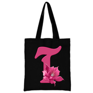 T -Alphabet Flower Canvas Tote Shoulder Bag With Zipper 