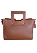 Tan Color Square Leather Handbag SB-HB510 icon
