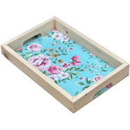 Tea Time with Floral Wooden Tea Tray - Crafted from pinewood plywood and laminated for a durable and stylish serving accessory.