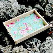 Tea Time with Floral Wooden Tea Tray - Crafted from pinewood plywood and laminated for a durable and stylish serving accessory.