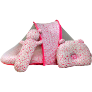 Teddy Bear Baby Bedding Set with Mosquito Net And Pillow Pink, 5-Piece Cozy Set icon