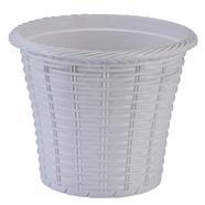 Tel Rattan Flower Tub with Tray 8 Inch White - 861948