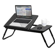 Tiltable And Foldable Double Head Laptop Table- Black Color