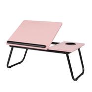 Tiltable And Foldable Double Head Laptop Table - Pink Color