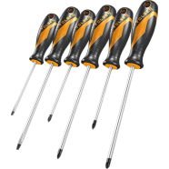 Tolsen 6Pcs Anti-Slip Grip Magnetized Flat Phillips Pozidrive Screwdriver Set - Model : 20014