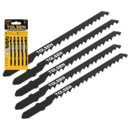 Tolsen T244D Jigsaw Blades Set 100mm 6tpi Wood Industrial 5pcs - 76803