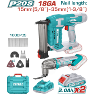Total TOSLI24021 Li-ion Cordless Nailer Plus Multif Unction Tool (20V) 2 Pcs
