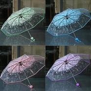 Transparent Flower Design Folding Umbrella For Girls - Umbrella