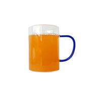 Transparent Glass Mug With Colored Handle Blue - 450 ML