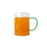Transparent Glass Mug With Colored Handle Green - 450 ML