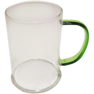 Transparent Glass Mug With Colored Handle Green - 450 ML icon