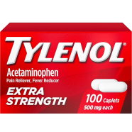 Tylenol Extra Strength 500 mg Acetaminophen Pain Reliever and Fever Reducer 100 Tablets