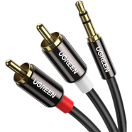 UGREEN 10584 3.5mm Male to 2RCA Male Cable 2m (Black) image