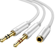 UGREEN 10790 3.5mm Female to 2 Male Audio Cable Aluminum Case (White) AV140