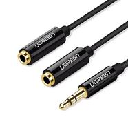 UGREEN 20816 3.5mm Male to 2 Female Audio Cable 20cm (Black) 