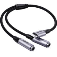 UGREEN 30732 USB Type C Male to 3.5mm 2 Female Audio Cable Space Gray 25cm AV144